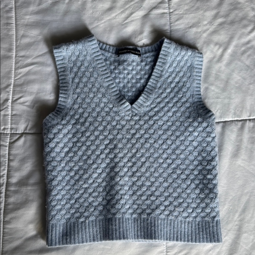 Cozy Blue Knit Sweater Vest